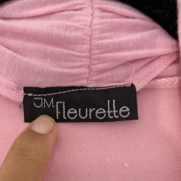 JM Fleurette Open Front Cardigan Women L Pink Long Sleeve Drape Top Preppy Work - Picture 4 of 7